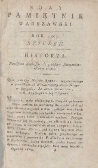 Nowy Pamiętnik Warszawski : dziennik historyczny, polityczny, tudzież nauk i umieiętności. 1803, Styczeń