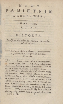 Nowy Pamiętnik Warszawski : dziennik historyczny, polityczny, tudzież nauk i umieiętności. 1803, Luty