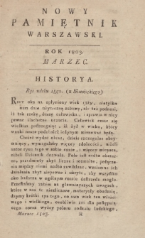 Nowy Pamiętnik Warszawski : dziennik historyczny, polityczny, tudzież nauk i umieiętności. 1803, Marzec