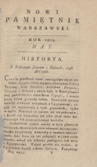 Nowy Pamiętnik Warszawski : dziennik historyczny, polityczny, tudzież nauk i umieiętności. 1803, Maj