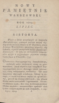 Nowy Pamiętnik Warszawski : dziennik historyczny, polityczny, tudzież nauk i umieiętności. 1803, Lipiec