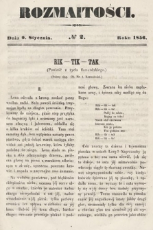 Rozmaitości : pismo dodatkowe do Gazety Lwowskiej. 1856, nr 2