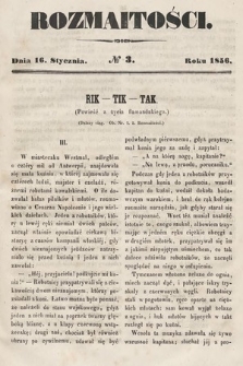 Rozmaitości : pismo dodatkowe do Gazety Lwowskiej. 1856, nr 3