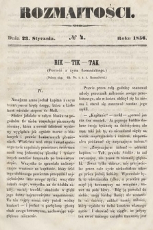 Rozmaitości : pismo dodatkowe do Gazety Lwowskiej. 1856, nr 4