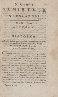 Nowy Pamiętnik Warszawski : dziennik historyczny, polityczny, tudzież nauk i umieiętności. 1804, Styczeń