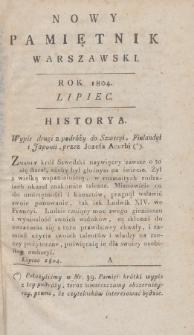 Nowy Pamiętnik Warszawski : dziennik historyczny, polityczny, tudzież nauk i umieiętności. 1804, Lipiec