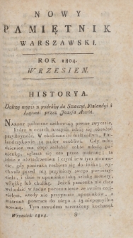 Nowy Pamiętnik Warszawski : dziennik historyczny, polityczny, tudzież nauk i umieiętności. 1804, Wrzesień
