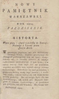 Nowy Pamiętnik Warszawski : dziennik historyczny, polityczny, tudzież nauk i umieiętności. 1804, Październik