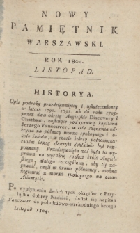 Nowy Pamiętnik Warszawski : dziennik historyczny, polityczny, tudzież nauk i umieiętności. 1804, Listopad