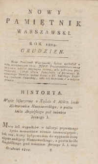 Nowy Pamiętnik Warszawski : dziennik historyczny, polityczny, tudzież nauk i umieiętności. 1804, Grudzień
