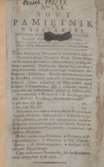 Nowy Pamiętnik Warszawski : dziennik historyczny, polityczny, tudzież nauk i umieiętności. 1805, nr 58