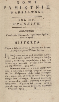 Nowy Pamiętnik Warszawski : dziennik historyczny, polityczny, tudzież nauk i umieiętności. 1805, nr 60