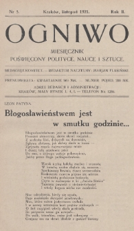 Ogniwo : miesięcznik poświęcony polityce, nauce i sztuce. 1921, nr 5