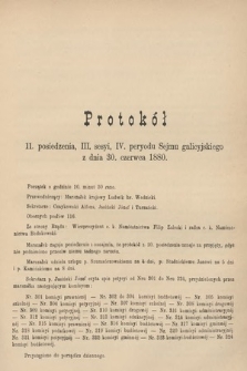 [Kadencja IV, sesja III, pos. 11] Protokoły z 3. Sesyi IV. Peryodu Sejmu Krajowego Królestwa Galicyi i Lodomeryi z Wielkiem Księstwem Krakowskiem w roku 1880. Protokół 11