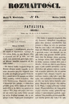 Rozmaitości : pismo dodatkowe do Gazety Lwowskiej. 1856, nr 14