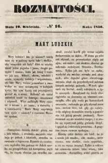 Rozmaitości : pismo dodatkowe do Gazety Lwowskiej. 1856, nr 16