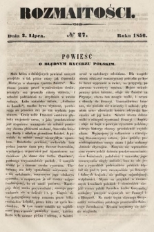 Rozmaitości : pismo dodatkowe do Gazety Lwowskiej. 1856, nr 27