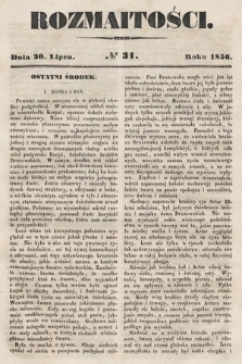 Rozmaitości : pismo dodatkowe do Gazety Lwowskiej. 1856, nr 31