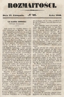 Rozmaitości : pismo dodatkowe do Gazety Lwowskiej. 1856, nr 46