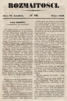 Rozmaitości : pismo dodatkowe do Gazety Lwowskiej. 1856, nr 52