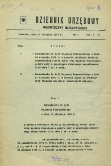 Dziennik Urzędowy Województwa Rzeszowskiego. 1990, nr 1 (17 stycznia)