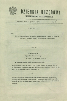 Dziennik Urzędowy Województwa Rzeszowskiego. 1990, nr 20 (31 grudnia)