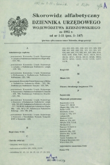 Dziennik Urzędowy Województwa Rzeszowskiego. 1992, Skorowidz alfabetyczny