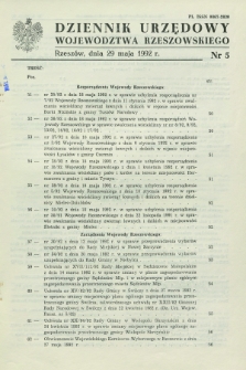Dziennik Urzędowy Województwa Rzeszowskiego. 1992, nr 5 (29 maja)