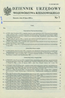 Dziennik Urzędowy Województwa Rzeszowskiego. 1992, nr 7 (30 lipca)