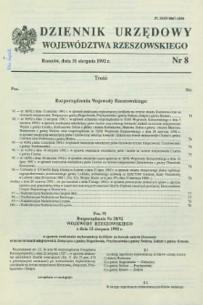 Dziennik Urzędowy Województwa Rzeszowskiego. 1992, nr 8 (31 sierpnia)