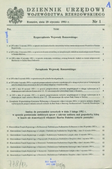 Dziennik Urzędowy Województwa Rzeszowskiego. 1993, nr 1 (29 stycznia)