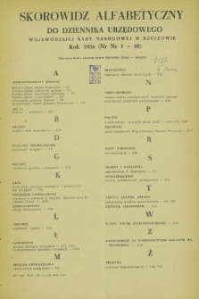 Dziennik Urzędowy Wojewódzkiej Rady Narodowej w Rzeszowie. Skorowidz alfabetyczny za rok 1956