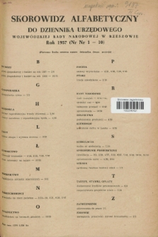 Dziennik Urzędowy Wojewódzkiej Rady Narodowej w Rzeszowie. 1957, Skorowidz alfabetyczny