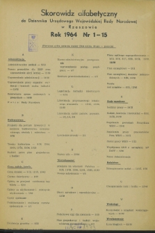 Dziennik Urzędowy Wojewódzkiej Rady Narodowej w Rzeszowie. 1964, Skorowidz alfabetyczny