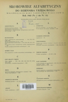 Dziennik Urzędowy Wojewódzkiej Rady Narodowej w Rzeszowie. 1965, Skorowidz alfabetyczny