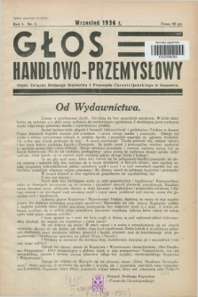 Głos Handlowo - Przemysłowy : organ Związku Drobnego Kupiectwa i Przemysłu Chrześcijańskiego w Sosnowcu. R.1, nr 1 (wrzesień 1936)