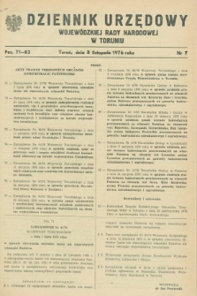 Dziennik Urzędowy Wojewódzkiej Rady Narodowej w Toruniu. 1976, nr 7 (3 listopada)