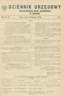 Dziennik Urzędowy Wojewódzkiej Rady Narodowej w Toruniu. 1978, nr 7 (14 listopada)