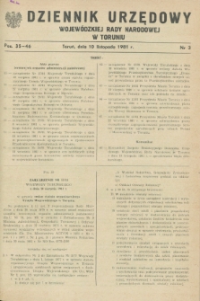 Dziennik Urzędowy Wojewódzkiej Rady Narodowej w Toruniu. 1981, nr 3 (10 listopada)