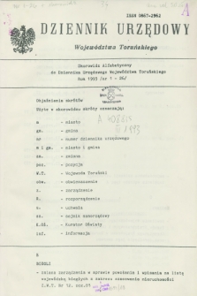 Dziennik Urzędowy Województwa Toruńskiego. 1993, Skorowidz alfabetyczny