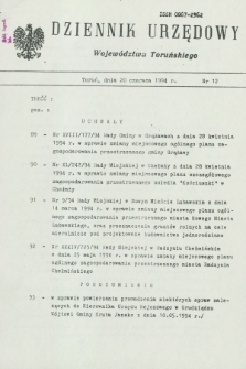 Dziennik Urzędowy Województwa Toruńskiego. 1994, nr 12 (20 czerwca)