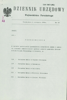 Dziennik Urzędowy Województwa Toruńskiego. 1994, nr 19 (4 sierpnia)