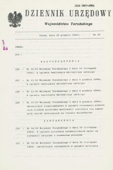Dziennik Urzędowy Województwa Toruńskiego. 1994, nr 33 (10 grudnia)