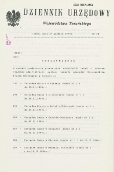 Dziennik Urzędowy Województwa Toruńskiego. 1994, nr 38 (27 grudnia)
