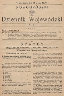 Nowogródzki Dziennik Wojewódzki. 1930, nr 5