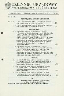 Dziennik Urzędowy Województwa Legnickiego. 1992, nr 18 (26 sierpnia)