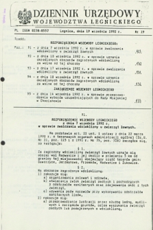 Dziennik Urzędowy Województwa Legnickiego. 1992, nr 19 (19 września)