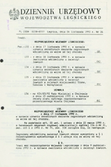 Dziennik Urzędowy Województwa Legnickiego. 1992, nr 26 (24 listopada)