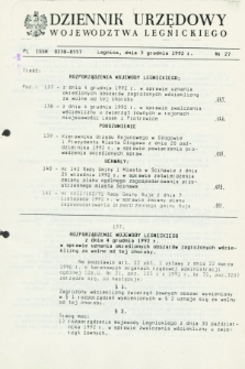 Dziennik Urzędowy Województwa Legnickiego. 1992, nr 27 (5 grudnia)
