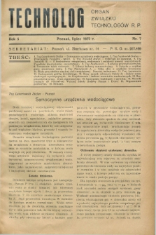 Technolog : organ Związku Technologów R.P. R.5, Nr. 7 (lipiec 1937)